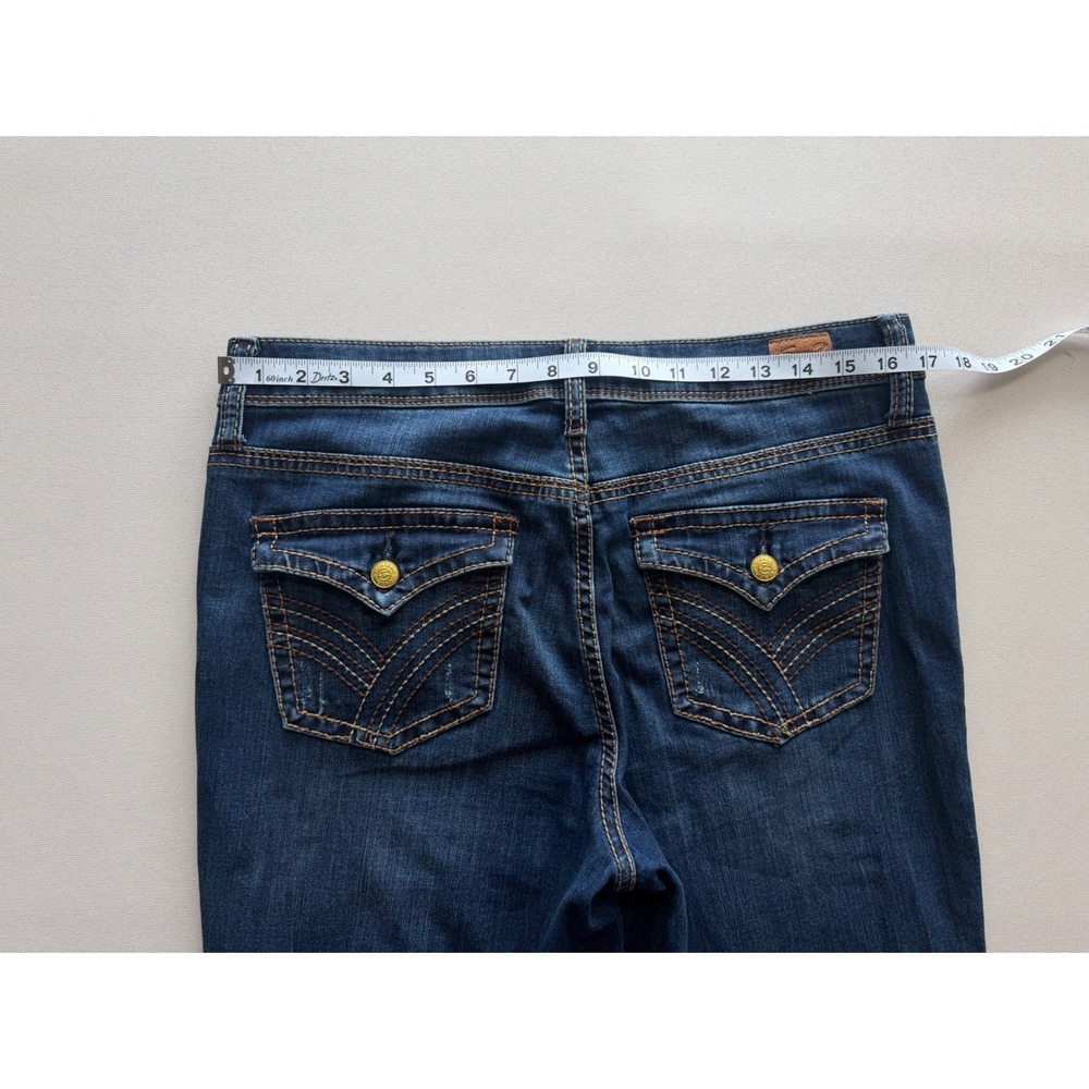 Seven7 Rocker Slim Boot Jeans Dark Wash Flap Pocket Denim Womens Size 10 - Picture 9 of 11